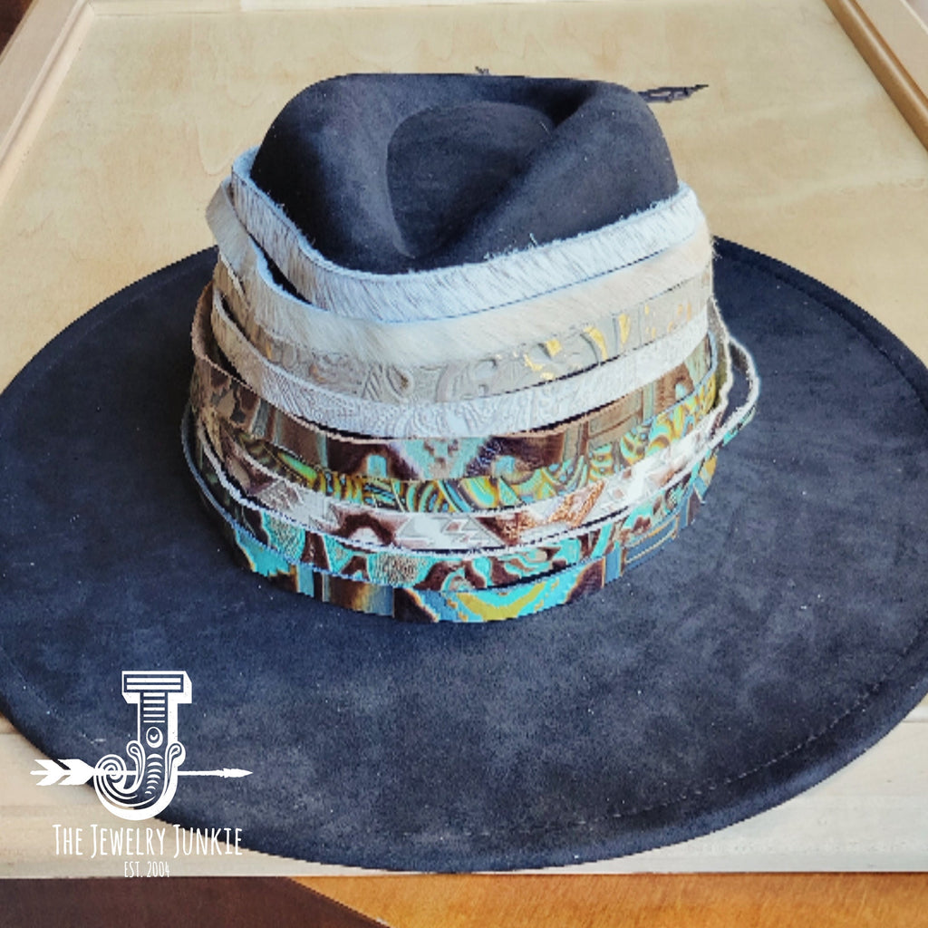 **Napolis Turquoise and Brown Embossed Leather Hat Band Only w/ Turquoise Slab 951t
