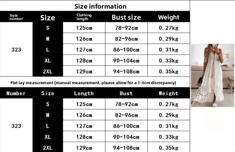 Women's Floral V-Neck Lace Dress - Sleeveless Spaghetti Strap Boho Beach Vacation Dress with Side Split